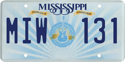 MS license plate MIW131
