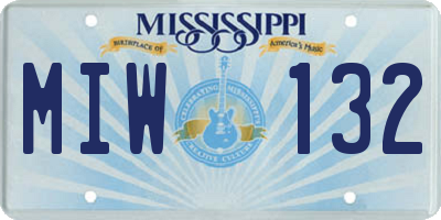 MS license plate MIW132