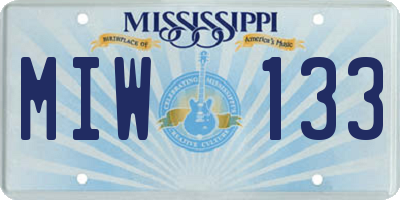 MS license plate MIW133
