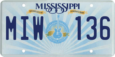 MS license plate MIW136