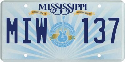 MS license plate MIW137