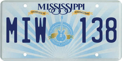 MS license plate MIW138