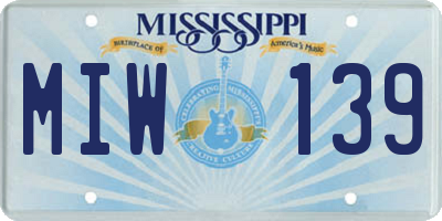 MS license plate MIW139