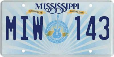 MS license plate MIW143