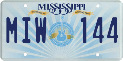 MS license plate MIW144