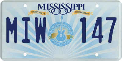 MS license plate MIW147