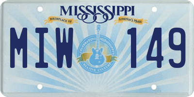 MS license plate MIW149