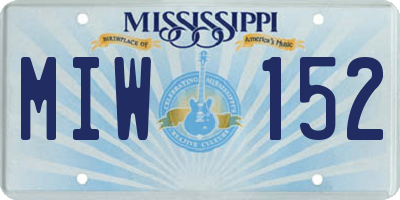 MS license plate MIW152
