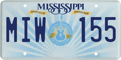 MS license plate MIW155