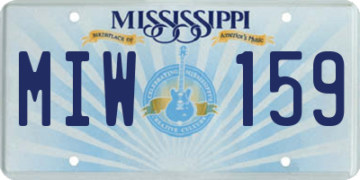 MS license plate MIW159