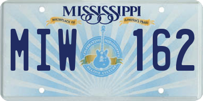 MS license plate MIW162