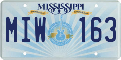 MS license plate MIW163