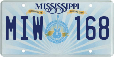 MS license plate MIW168
