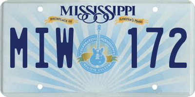 MS license plate MIW172
