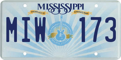 MS license plate MIW173