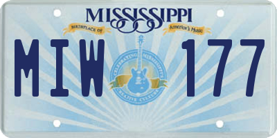 MS license plate MIW177