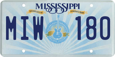 MS license plate MIW180