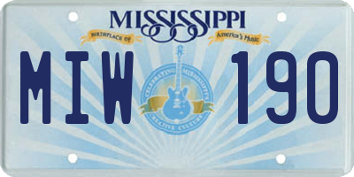 MS license plate MIW190