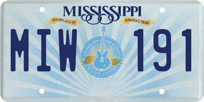 MS license plate MIW191