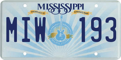 MS license plate MIW193