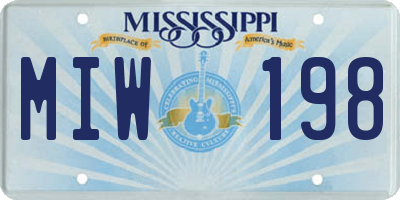 MS license plate MIW198