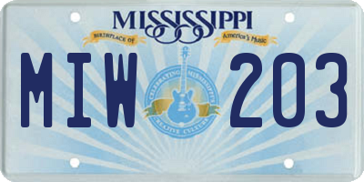 MS license plate MIW203