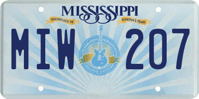 MS license plate MIW207