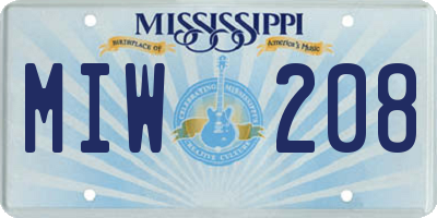 MS license plate MIW208