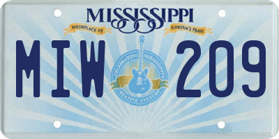 MS license plate MIW209