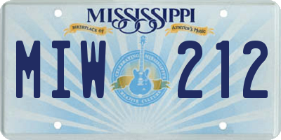 MS license plate MIW212