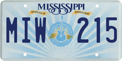 MS license plate MIW215