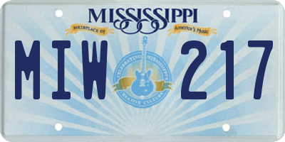 MS license plate MIW217