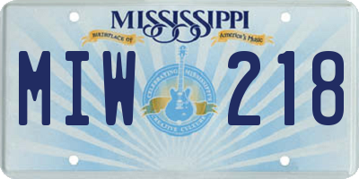 MS license plate MIW218
