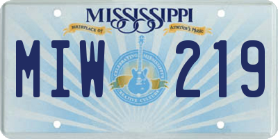 MS license plate MIW219