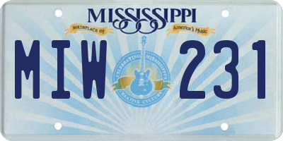 MS license plate MIW231