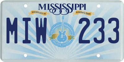 MS license plate MIW233