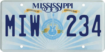 MS license plate MIW234