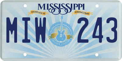 MS license plate MIW243