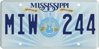 MS license plate MIW244