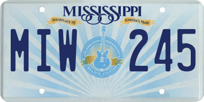 MS license plate MIW245