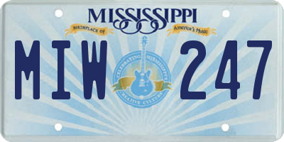 MS license plate MIW247