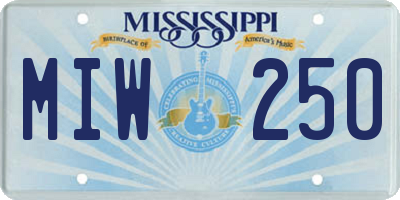 MS license plate MIW250