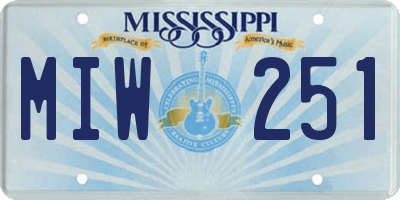 MS license plate MIW251