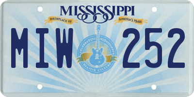 MS license plate MIW252