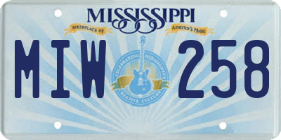 MS license plate MIW258