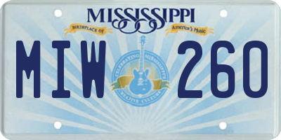 MS license plate MIW260