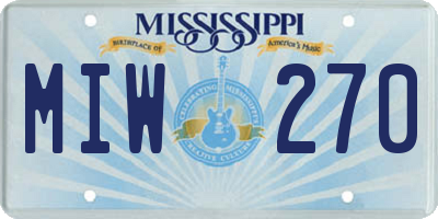 MS license plate MIW270