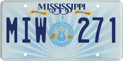 MS license plate MIW271