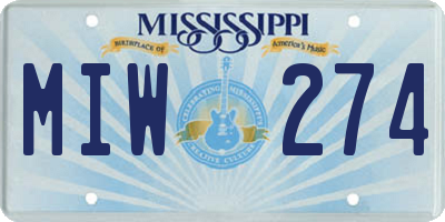 MS license plate MIW274