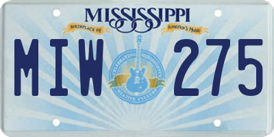 MS license plate MIW275